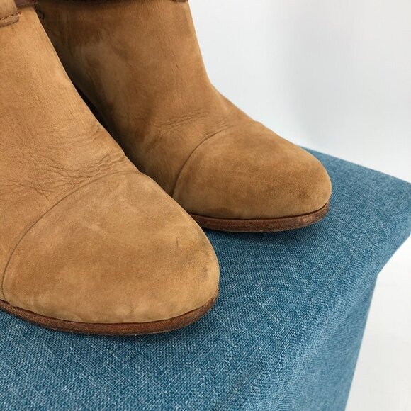Rag and Bone Harrow Warm Brown Leather  Ankle Strap Block Heel Ankle Boots - Picture 11 of 15